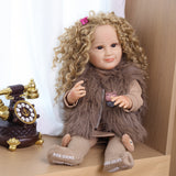 Detailed view of Sunny's cozy outfit, including teddy bear socks.