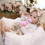 KEIUMI Winnie Newborn Soft Touch Vinyl Reborn Baby Doll, Wide Curious Eyes, Charming Floral Outfit