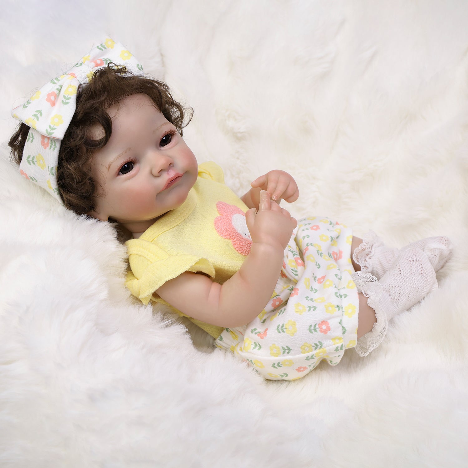 22 inch Full Body Silicone Realistic Baby Girl with Light Brown Hair & Acrylic Eyes, Shoes & Accessories, Gift for Girls 3+