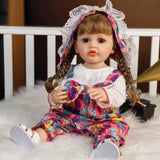 22 inch Full Body Silicone Realistic Baby Girl with Light Brown Hair & Acrylic Eyes, Pink Heart Princess Dress Set with Shoes & Accessories, Gift for Girls 3+