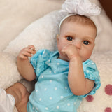 18 inch Full Body Silicone Realistic Baby Girl with Acrylic Eyes, Premium Hand-Painted Finish, Includes Outfit and Accessories, Gift for Girls 3+