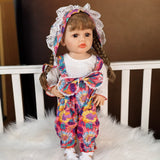 22 inch Full Body Silicone Realistic Baby Girl with Light Brown Hair & Acrylic Eyes, Pink Heart Princess Dress Set with Shoes & Accessories, Gift for Girls 3+